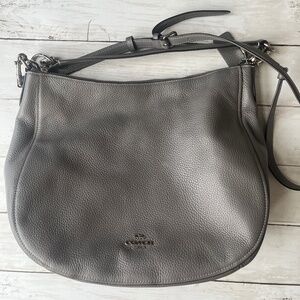 Coach Elle Hobo Crossbody Grey Pebble Leather Purse Bag